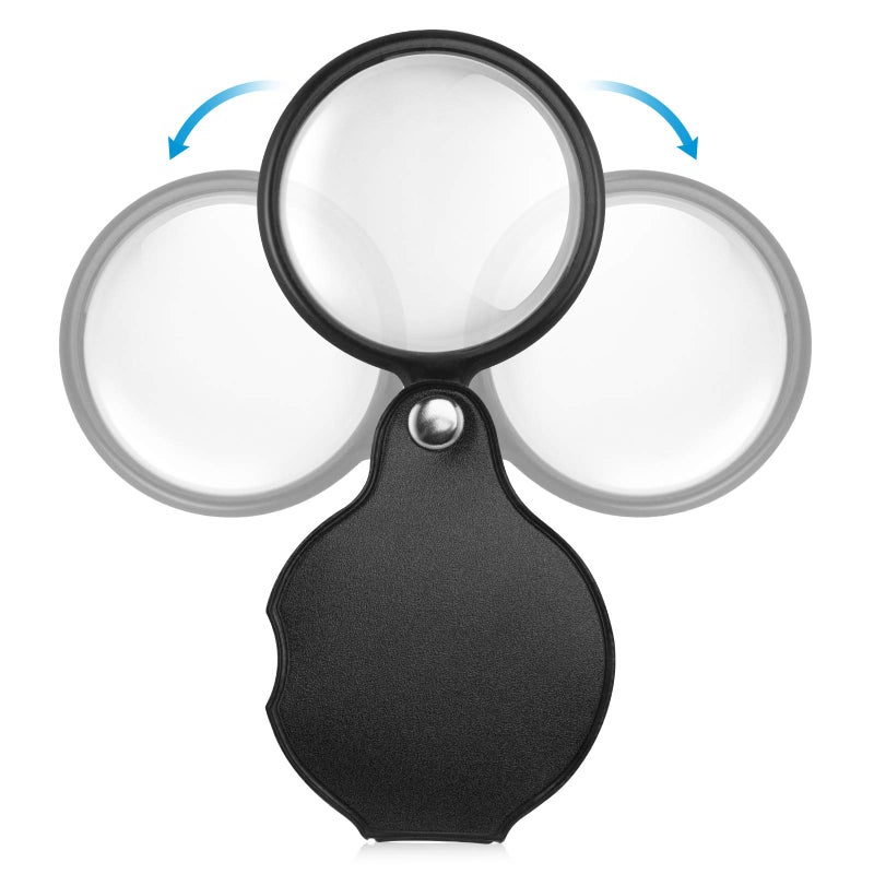 PHICANT 2PCS Upgrade Small Magnifying Glasses for Kids/Senior, Pocket Magnifier for Reading/Close Work, Mini Folding Magnifying Magnify Glass with Protective Sheath, Ideal for Repairing/Hobby/Coins, 1.96" - Image 3
